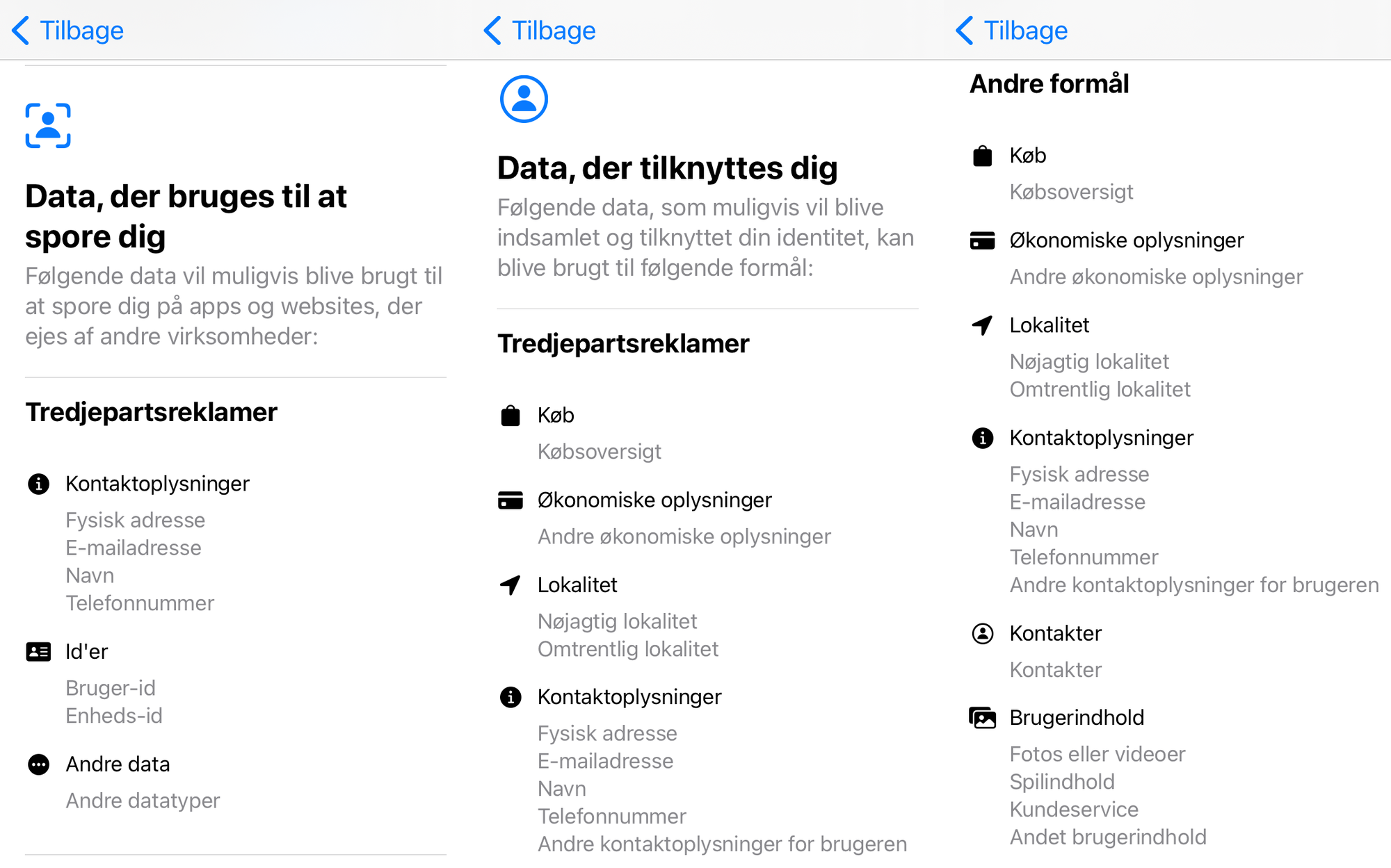 Dette er blot et lille udsnit af de mange data Facebook indsamler om dig via iPhone-appen.